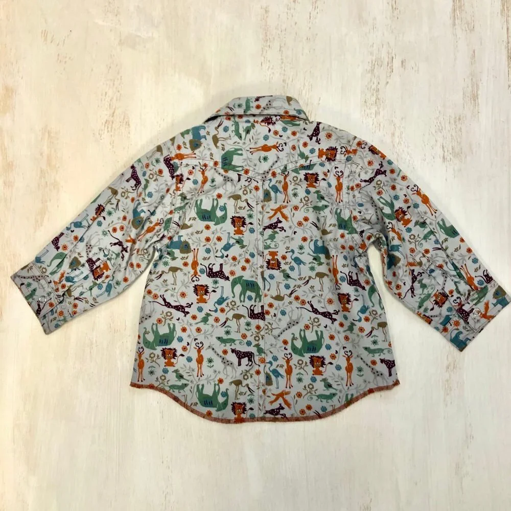 petite bateau safari print snap front shirt